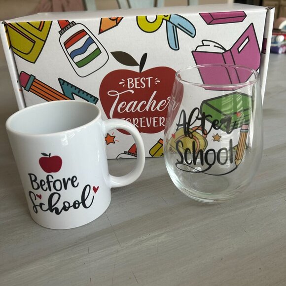 NEW Teacher Appreciation Gifts for Women  Coffee Mug Wine Glass Funny Thank You - Picture 7 of 12